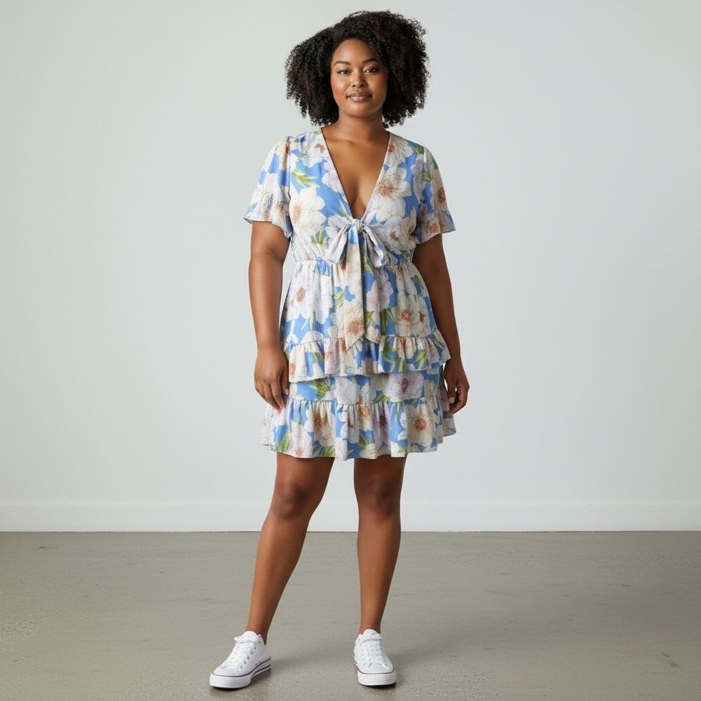 Forever 21 Blue Floral Wrap Dress